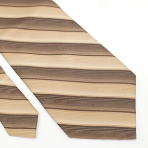 Pierre Cardin Tan Brown Woven‎ Striped Silk Tie